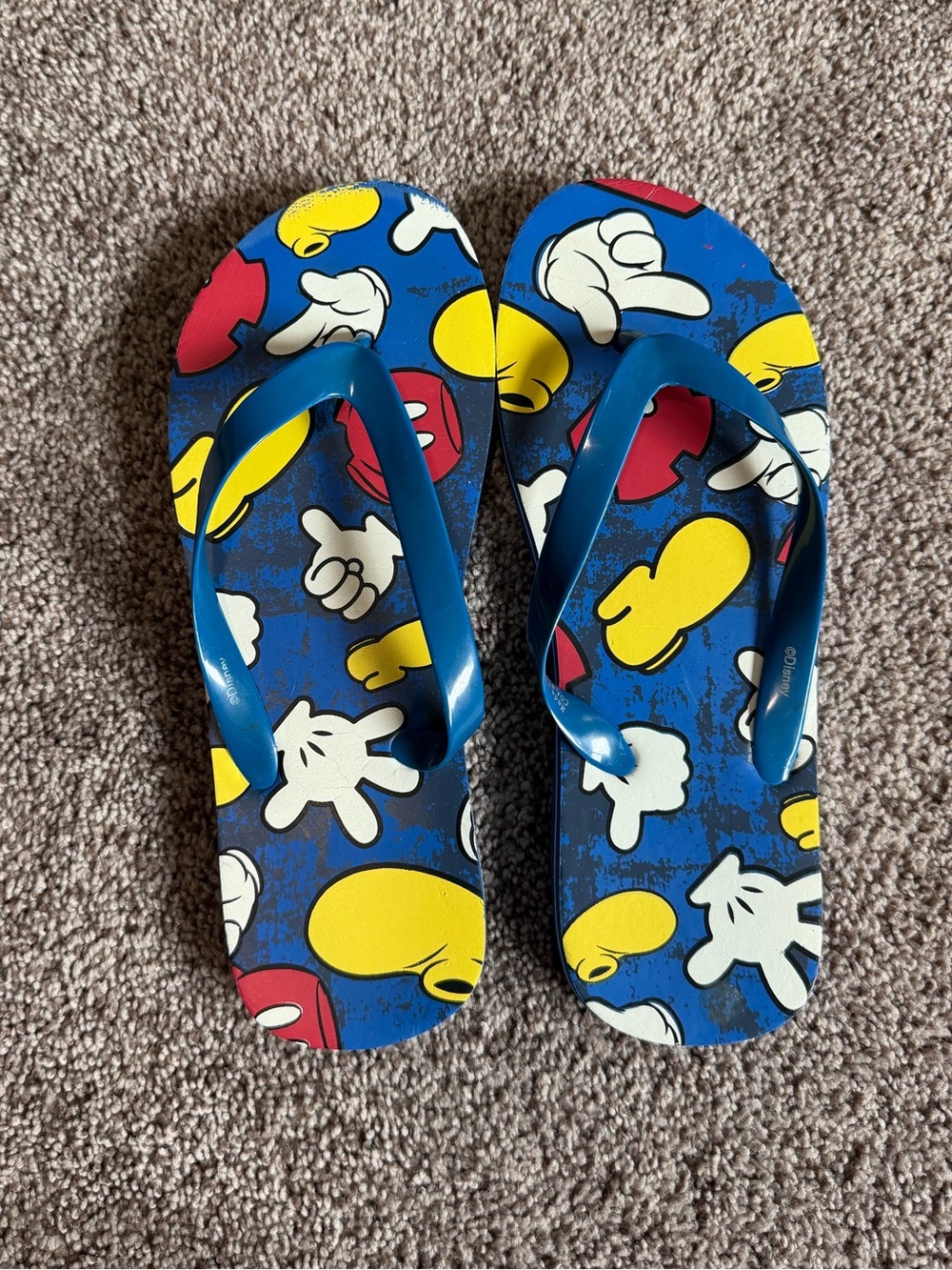 Disney Blue Flip-Flop Sandals with Yellow, Red & White Accents